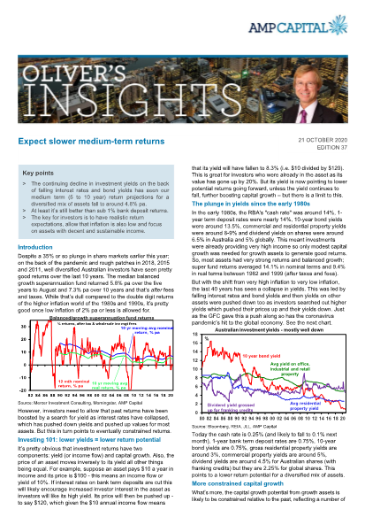 Expect slower medium-term returns