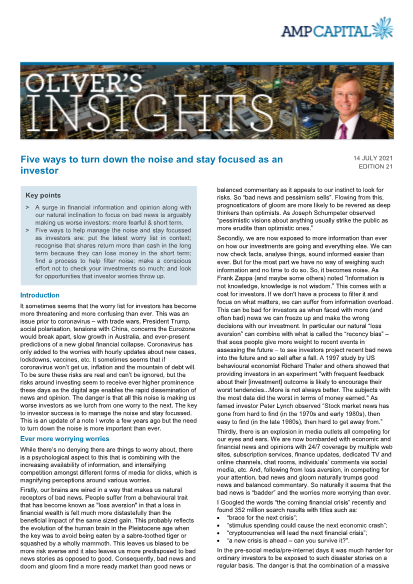 Oliver's Insights -  put the latest worry list in context