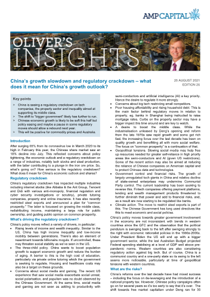China’s growth slowdown and regulatory crackdown - what does it mean for China’s growth outlook?