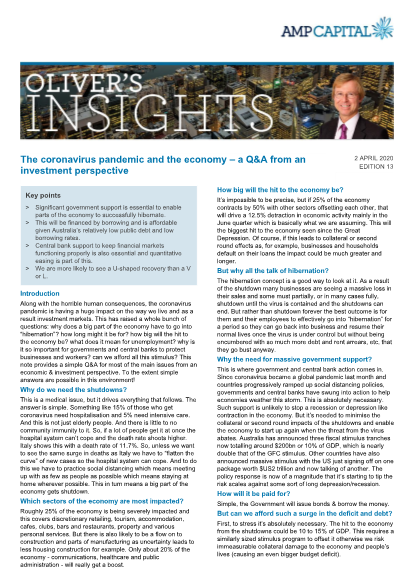 The coronavirus pandemic and the economy – a Q&A from an investment perspective