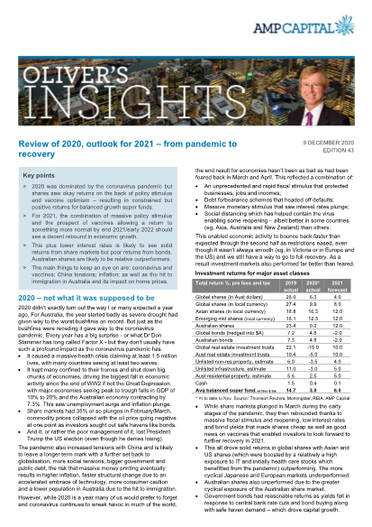 Oliver's Insights - from pandemic to recovery