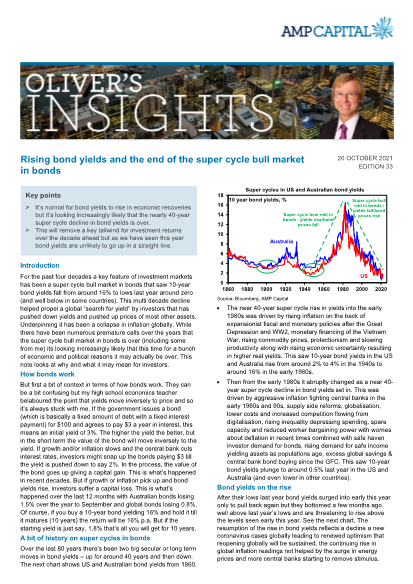 Rising bond yields and the end of the super cycle bull market in bonds