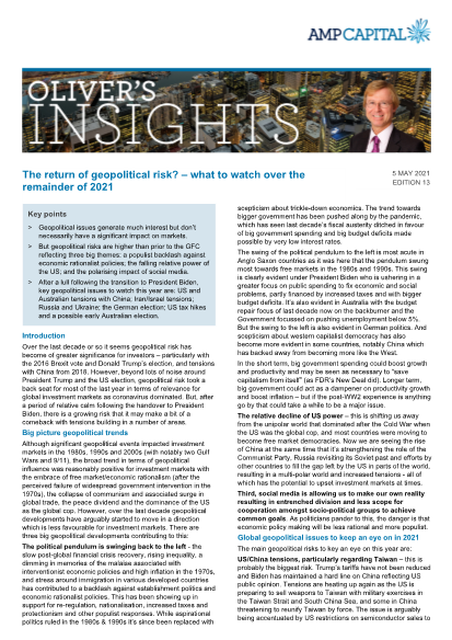 Oliver's Insights - The return of geopolitical risk? – what to watch over the remainder of 2021