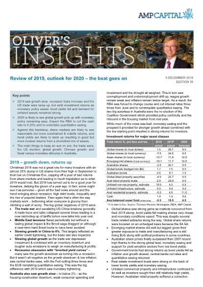 Oliver's insights - Review of 2019, outlook for 2020 - the beat goes on