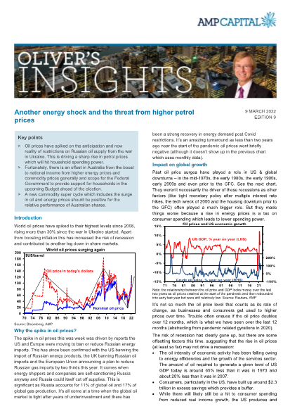 Another energy shock and the threat from higher petrol prices