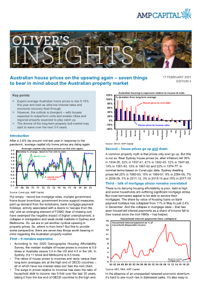 Olivers Insights - Australian house prices on the upswing again – seven things to bear in mind about the Australian property market