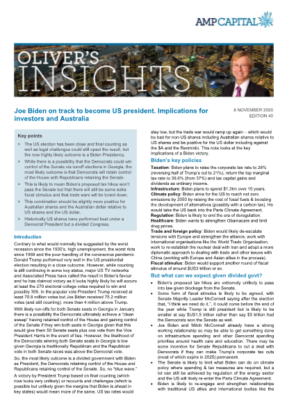 Olivers Insight's - Joe Biden on track to become US president. Implications for investors and Australia