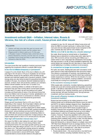 Investment outlook Q&A - inflation, interest rates, Russia & Ukraine, the risk of a share crash, house prices and other issues