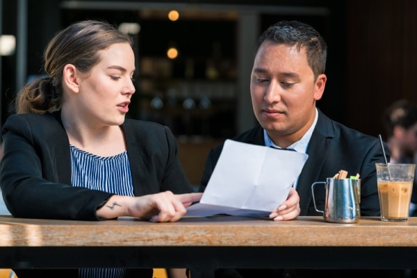 Couple discussing about debt management